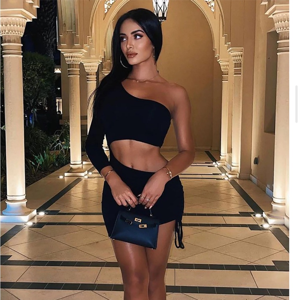 FashionNova Black One Shoulder Mini Dress